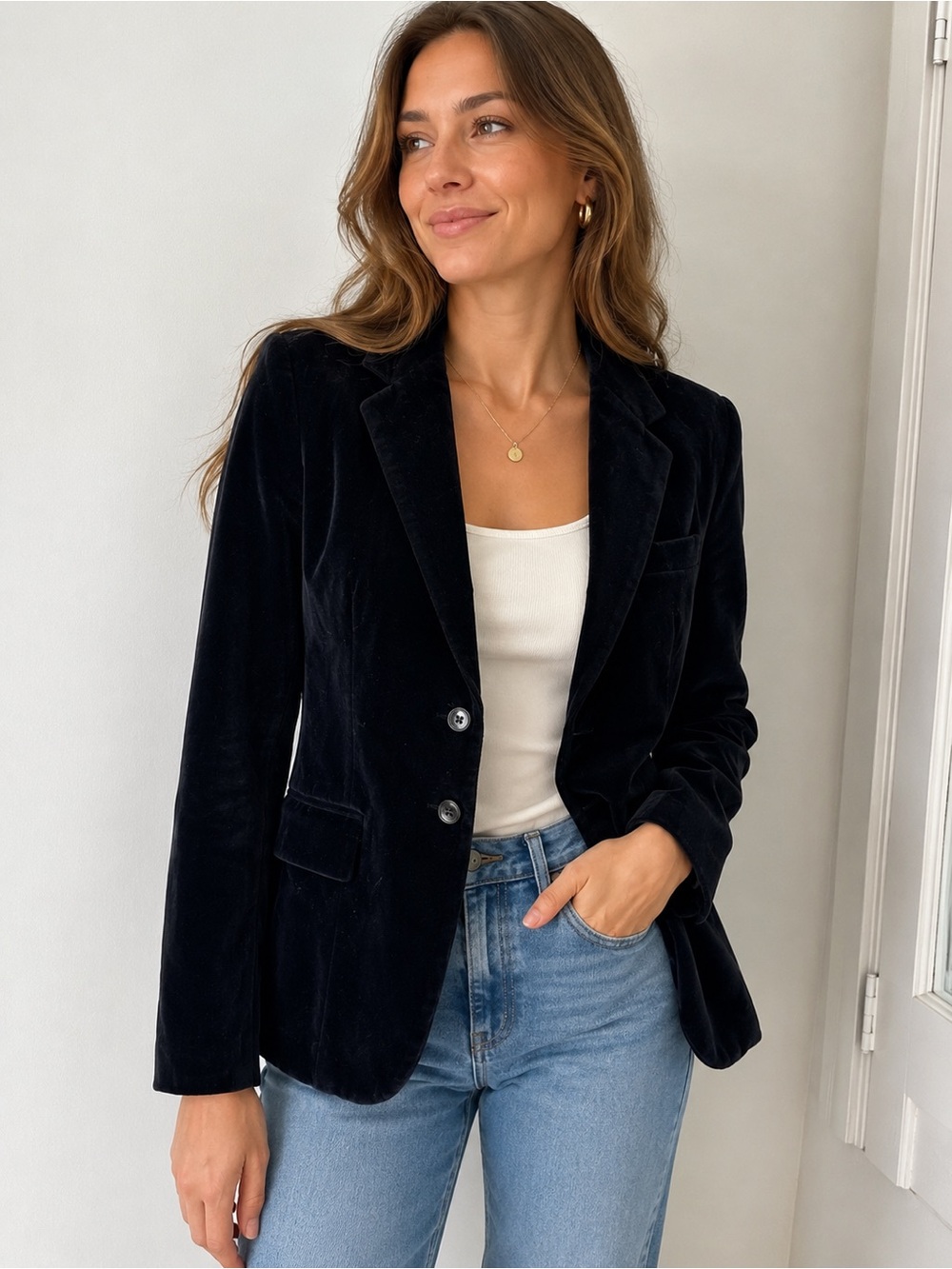 Chaps Black Velvet Blazer